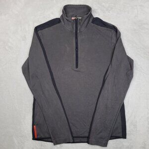 Prada Sweater Women XXL Pullover Quarter 1/4 Zip Sweatshirt Grey‎ Black Milano